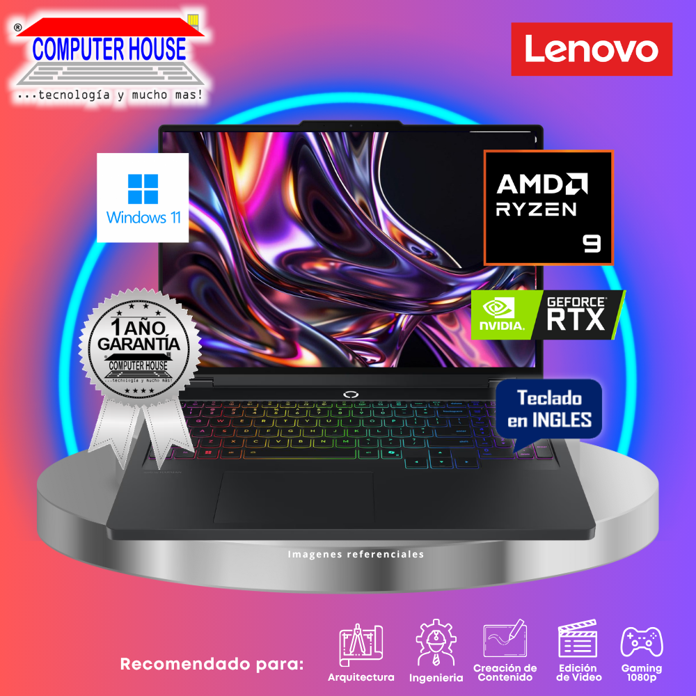 Laptop LENOVO Legion Pro 5, Ryzen 9-8945HX, RAM 16GB DDR5, SSD 1TB, Nvidia GeForce RTX5060 8GB, 16" FHD 240Hz, Windows 11.