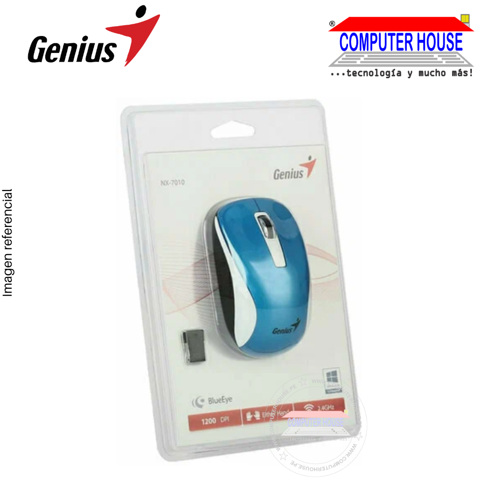 GENIUS NX-7015 Wireless Mouse, Blueeye, Blue, USB Receiver. 
