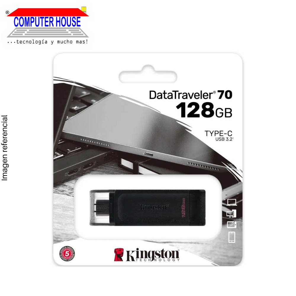 Memoria USB KINGSTON 128GB, DT 70, USB-C.