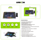 Cooler para Laptop AIRBOOM Lexus - AB 01H, 2 Ventiladores, con Soporte para celular, hasta 17", hasta 5 niveles de altura ajustables, borde Rainbow