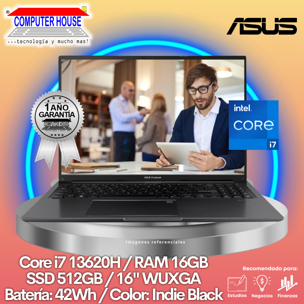 ASUS X1605VA Laptop, Core i7-13620H, 16GB RAM, 512GB SSD, 16" WUXGA, FreeDos.