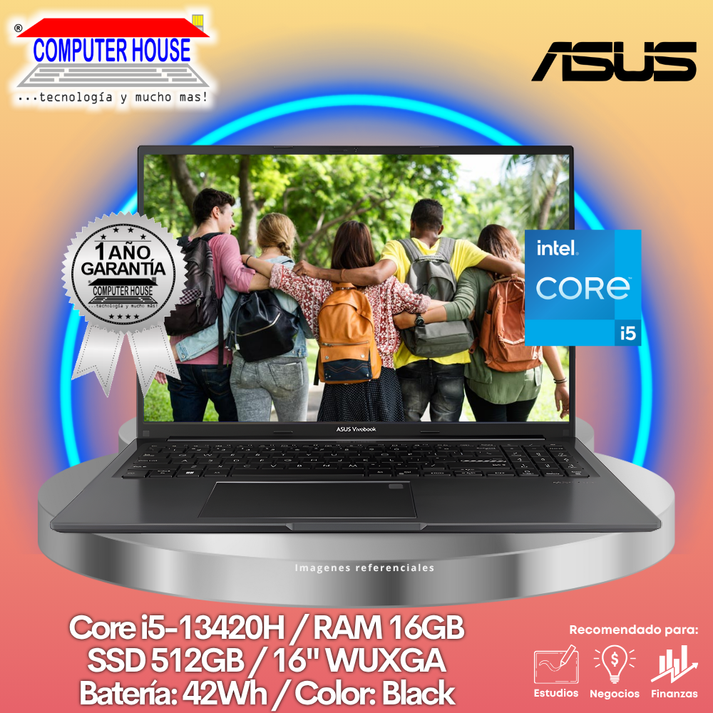 Laptop ASUS Vivobook 16, Core i5-13420H, RAM 16GB, SSD 512GB, 16" WUXGA, FreeDos.
