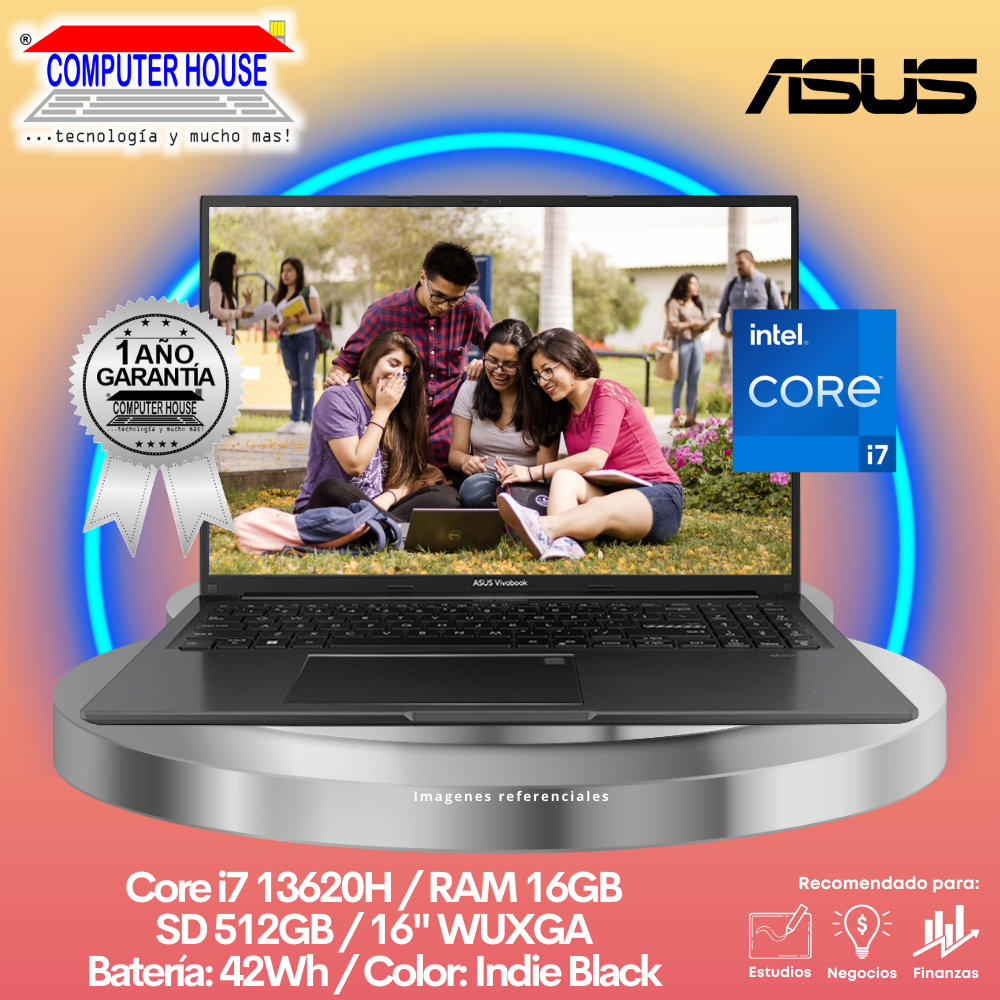 Laptop ASUS Vivobook 16, Core i7-13620H, RAM 16GB, SSD 512GB, 16" WUXGA, FreeDos.