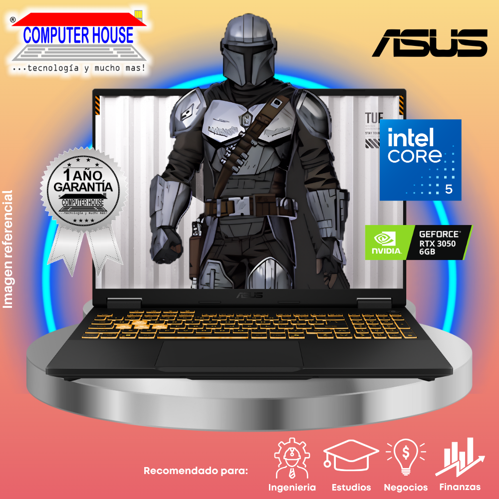 ASUS Tuf FX507ZC4 Laptop, Core i5-12500H, RAM 8GB, SSD 512GB, Video RTX 3050 4GB, 15.6" FHD, FreeDos. 