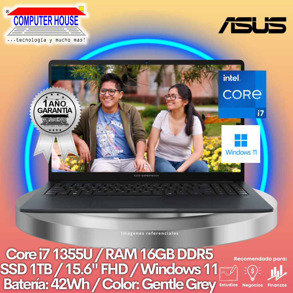 ASUS B1503CVA Laptop, Core i7-1355U, 16GB DDR5 RAM, 1TB SSD, 15.6" FHD, Windows 11.