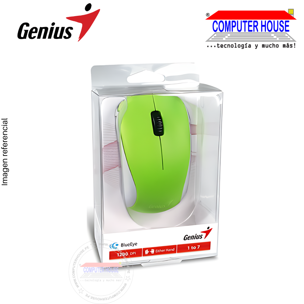 GENIUS NX-7000 Green Wireless Mouse, USB Receiver. 