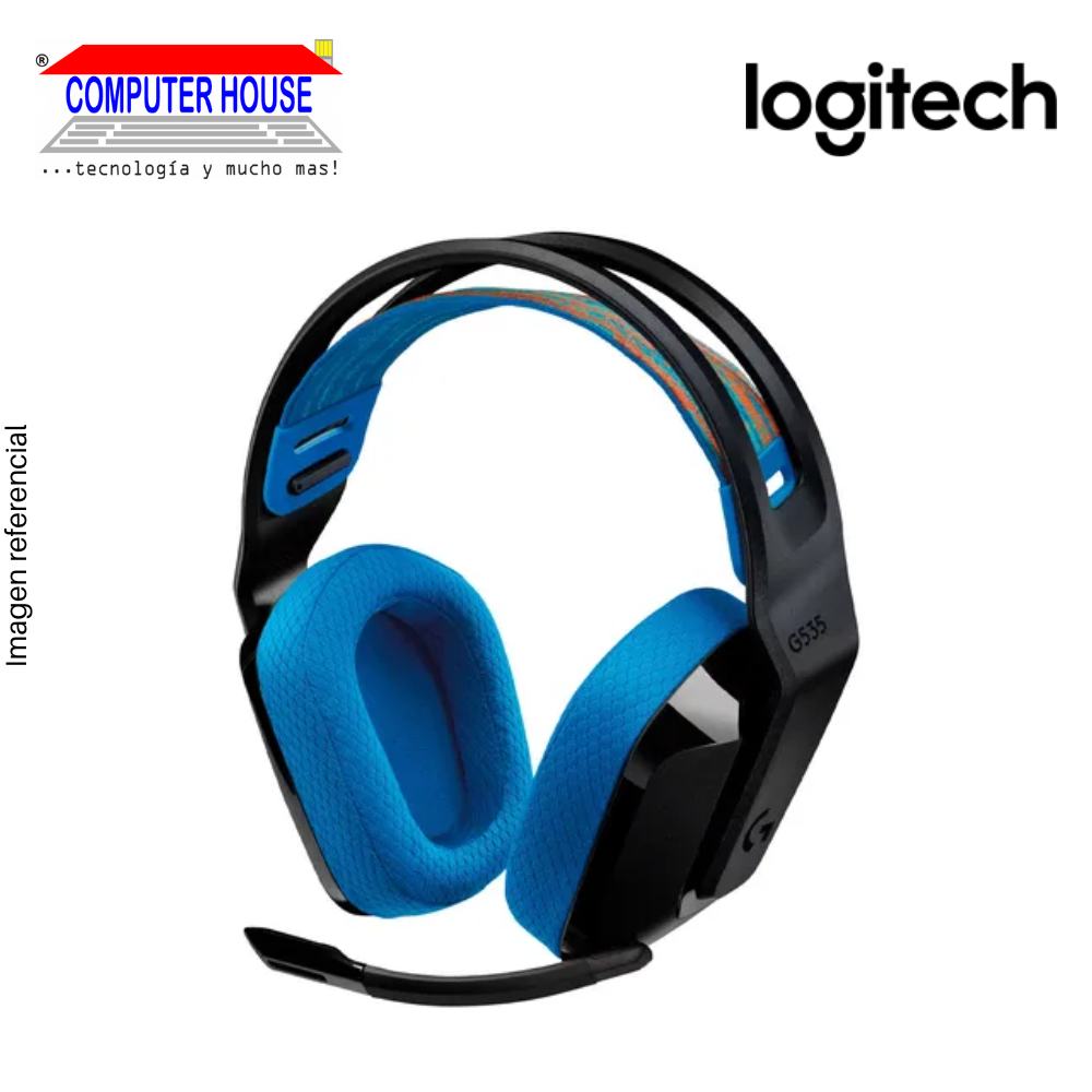 LOGITECH G535 LIGHTSPEED Wireless Headset with Microphone for PS5/PS4/PC, Black/Blue (939-002218)