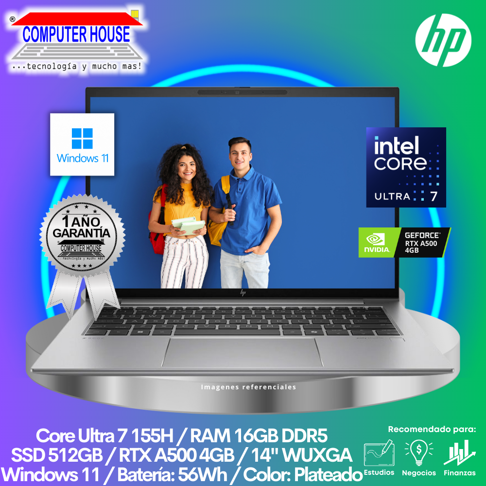 Laptop HP Zbook Firefly, Core Ultra 7-155H, RAM 16GB DDR5, SSD 512GB, Video RTX A500 4GB, 14