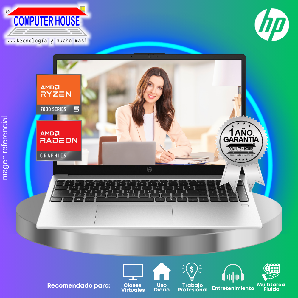 Laptop HP 255R G10, Ryzen 5-7520U, RAM 16GB, SSD 512GB, 15.6" FHD, FreeDos.