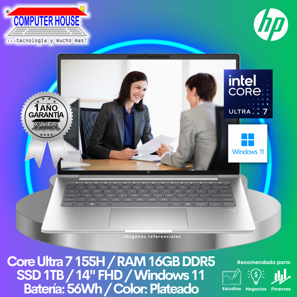 HP Probook 440 Laptop, Core Ultra 7-155H, 16GB DDR5 RAM, 1TB SSD, 14" FHD, Windows 11.