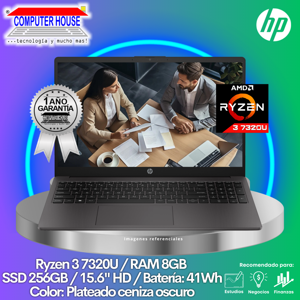 Laptop HP 255 G10, Ryzen 3-7320U, RAM 8GB, SSD 256GB, 15.6″ HD, FreeDos.