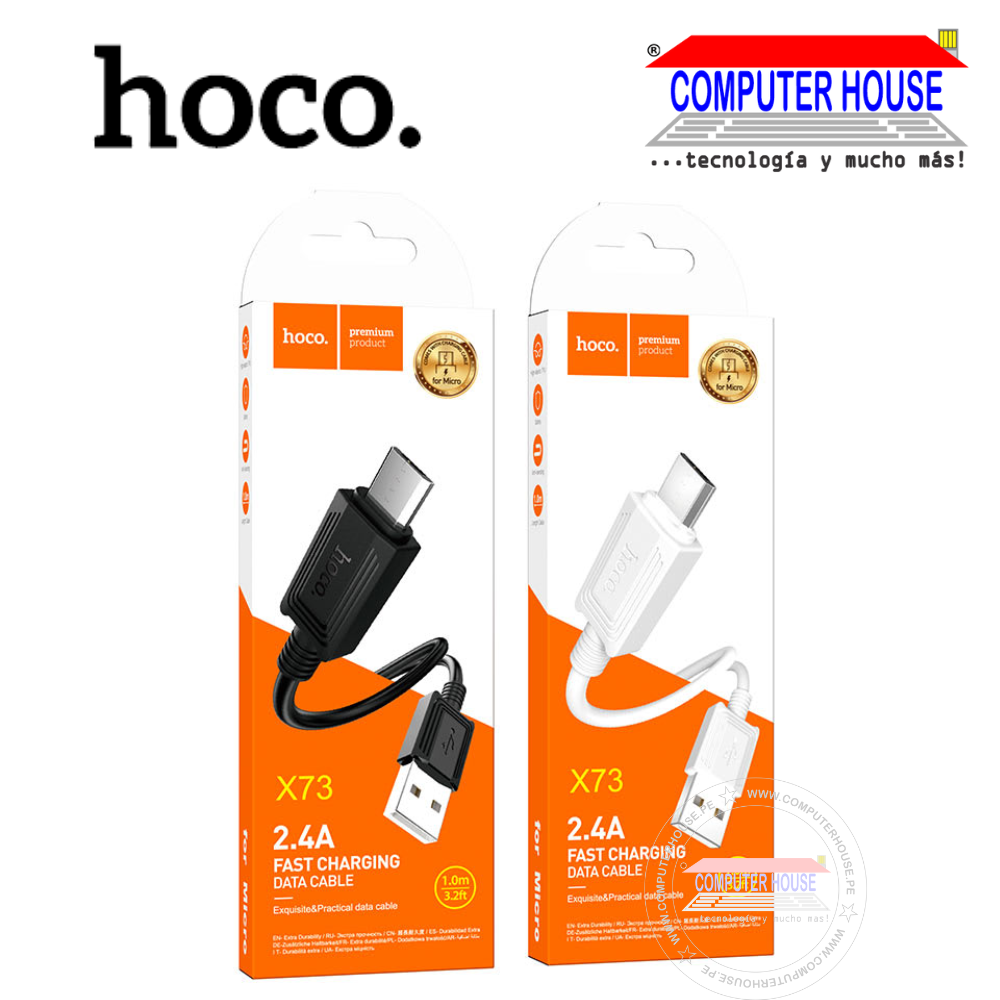 cable HOCO USB a Micro X73 con longitud 1 metro.
