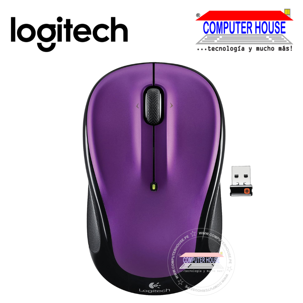LOGITECH Mouse inalámbrico M325 Morado conexión USB.