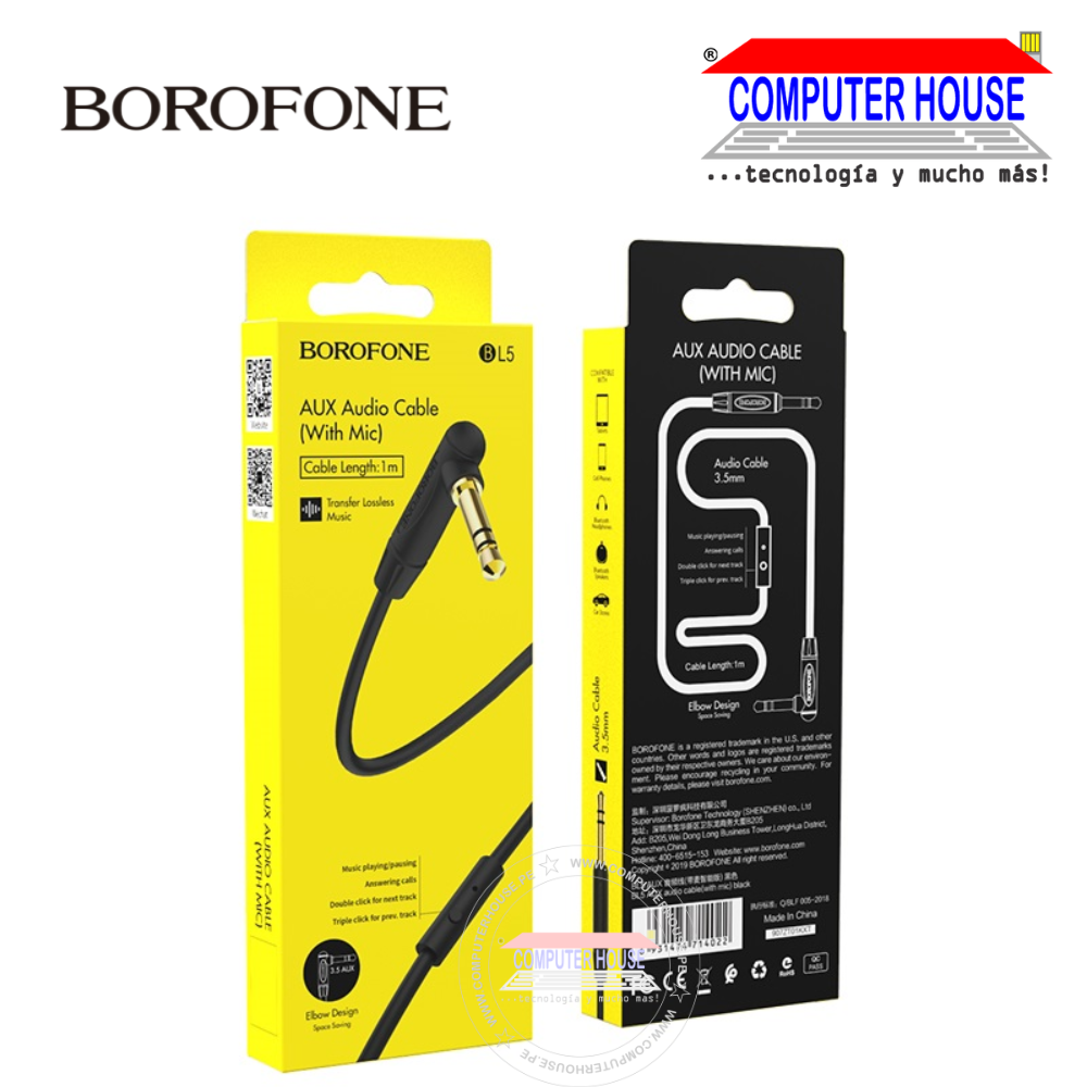 BOROFONE BL5 audio cable, Jack 3.5/M to Jack 3.5/M, 1M.