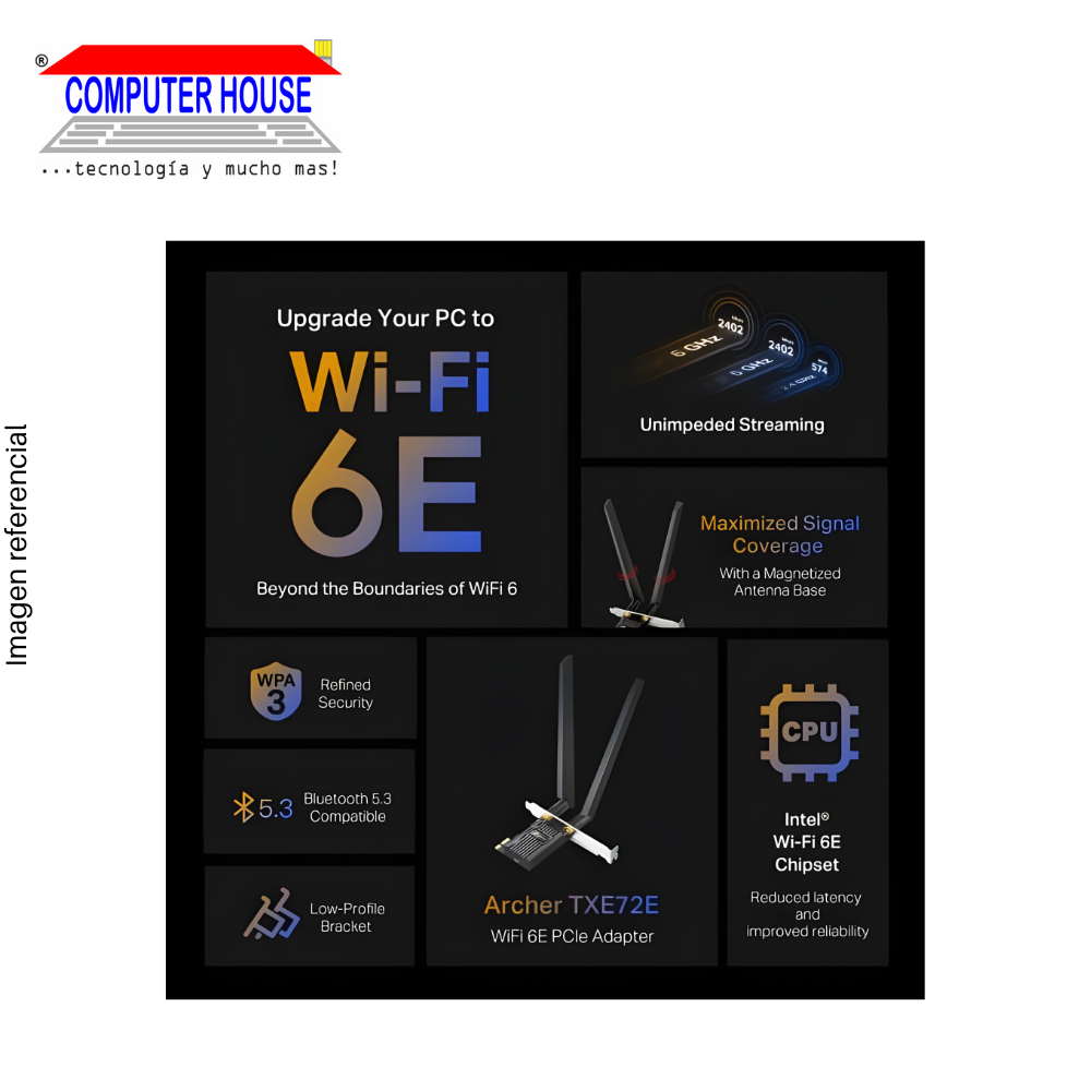 Wi-Fi &amp; Bluetooth 5.2 card, TP-LINK Archer TX20E AX1800, Wi-Fi 6 PCIe.