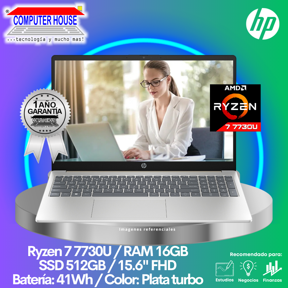 Laptop HP 255 G10, Ryzen 7-7730U, RAM 16GB, SSD 512GB, 15.6" FHD, FreeDos.