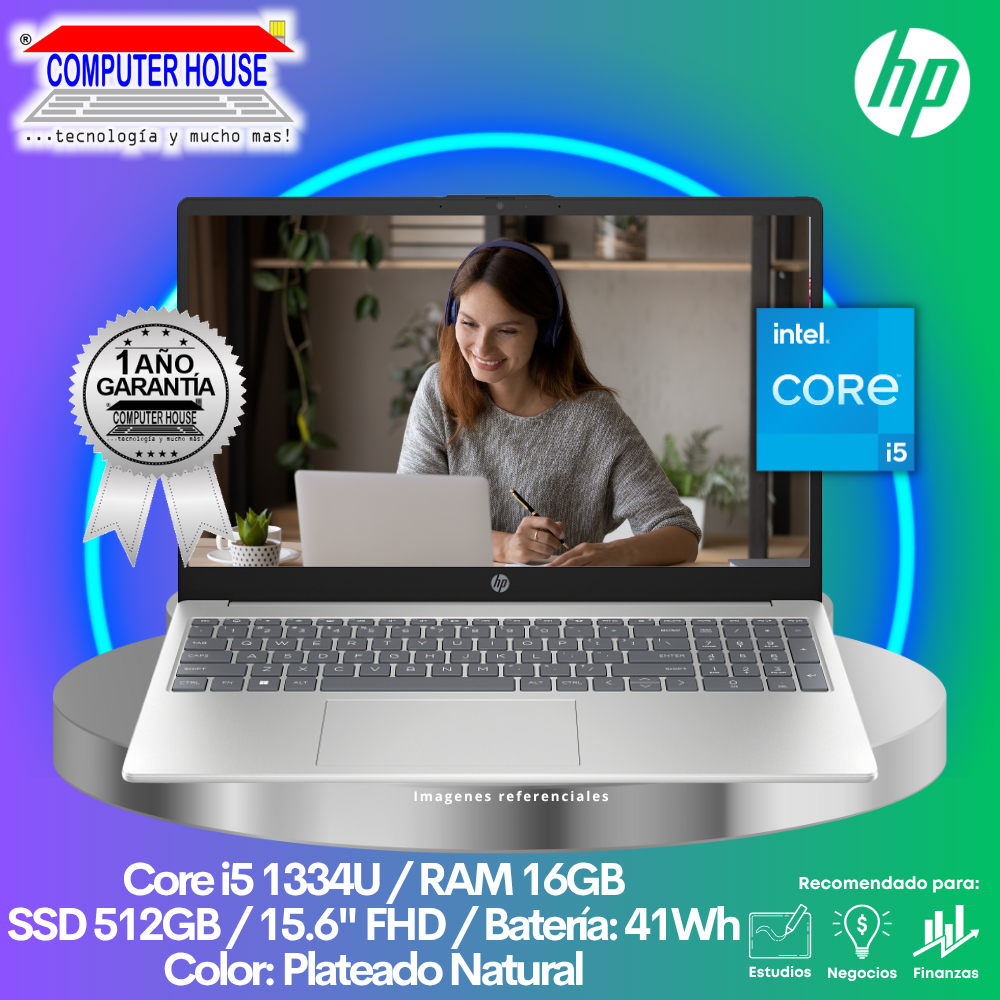 HP 15-fd0030la Laptop, Core i5-1334U, 16GB RAM, 512GB SSD, 15.6" FHD, FreeDos.