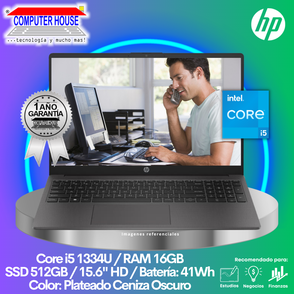 HP 250 G10 Laptop, Core i5-1334U, 16GB RAM, 512GB SSD, 15.6" HD, FreeDos.