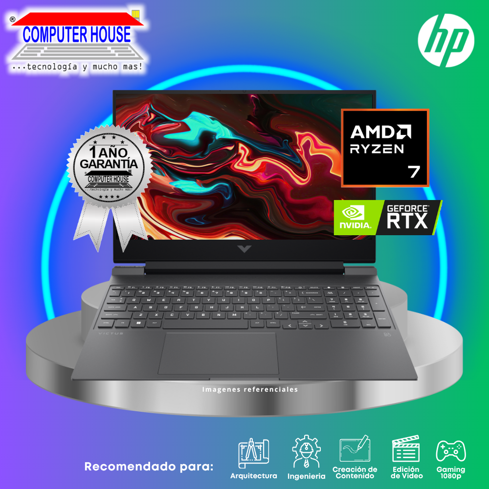 Laptop HP 15-fb3013la, Ryzen 7-8845HS, RAM 16GB DDR5, SSD 512GB, Nvidia GeForce RTX4050 6GB, 15.6" FHD 144Hz, FreeDos.