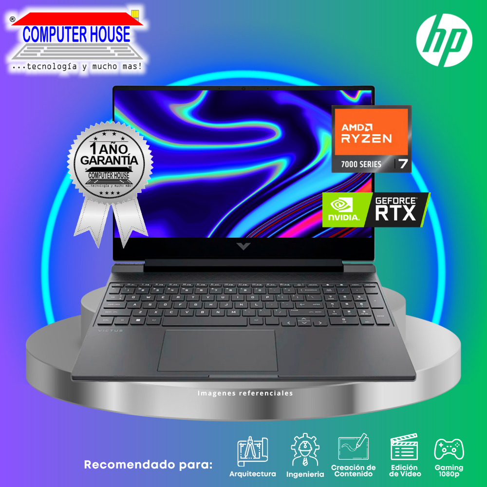Laptop HP Victus 15-FB3019LA, Ryzen 7 7445HS, RAM 16GB DDR5, SSD 512GB, RTX3050 6GB, 15.6" FHD, FreeDos.