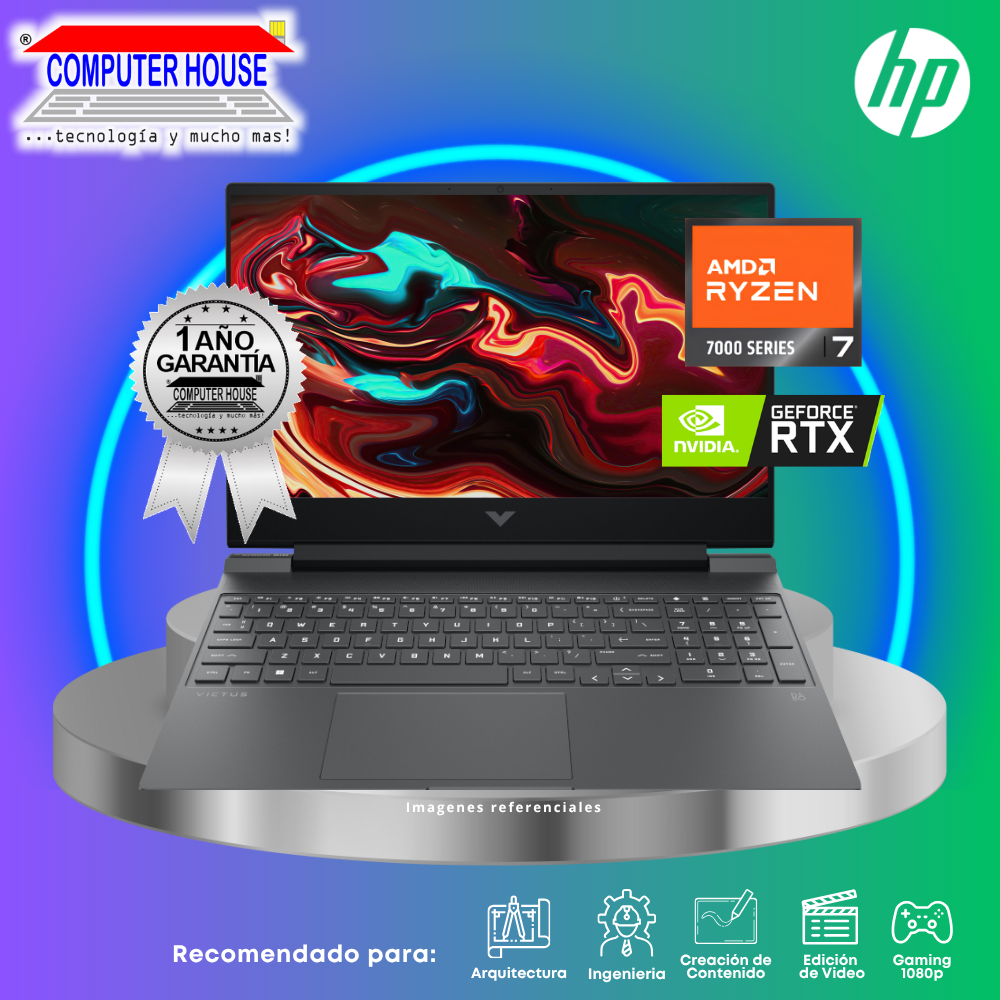 Laptop HP Victus 15-fb3020la, Ryzen 7 7445HS, RAM 16GB DDR5, SSD 512GB, Nvidia GeForce RTX3050 4GB, 15.6" FHD 144Hz, Windows 11.
