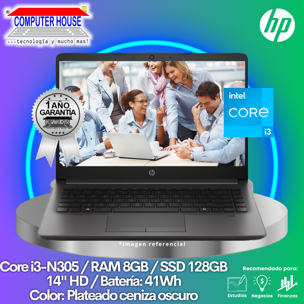 HP 250 G10 Laptop, Core i3-N305, 8GB RAM, 256GB SSD, 15.6" HD, FreeDos.