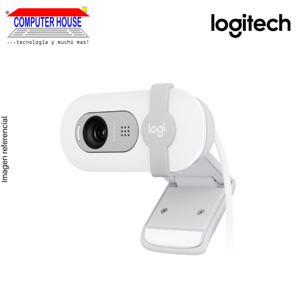LOGITECH Brio 100 Webcam, FHD 1080P, White, USB-A Connection. 