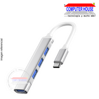 HUB USB Extensión 4 en 1 HOCHI tipo C 3.0 - Plateado