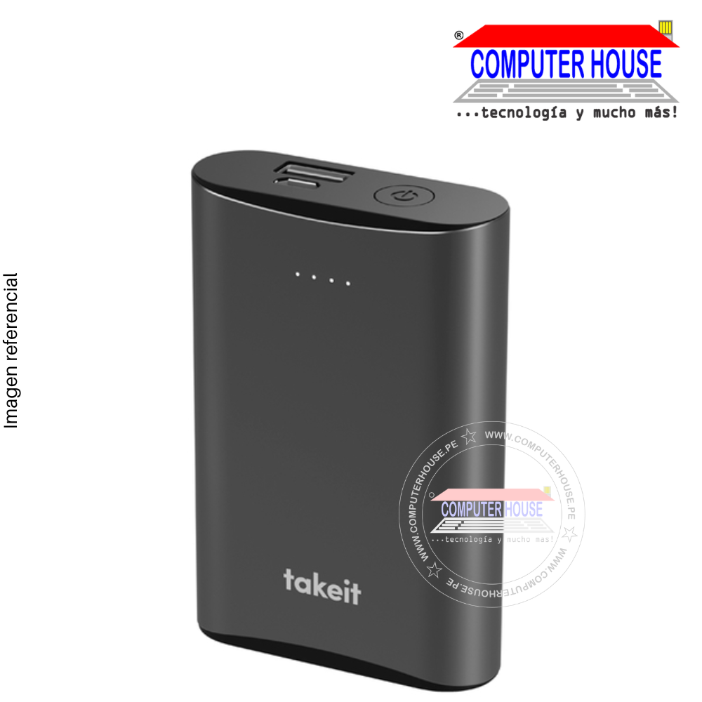 Power Bank TAKEIT 7800mAh Black, Portable battery.