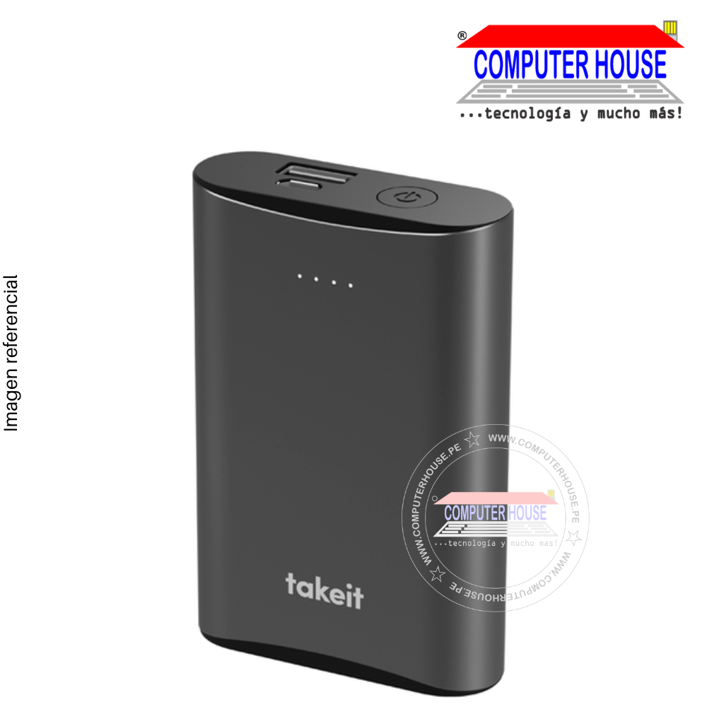 Power Bank TAKEIT 7800 MAH, Negro, Batería portátil.