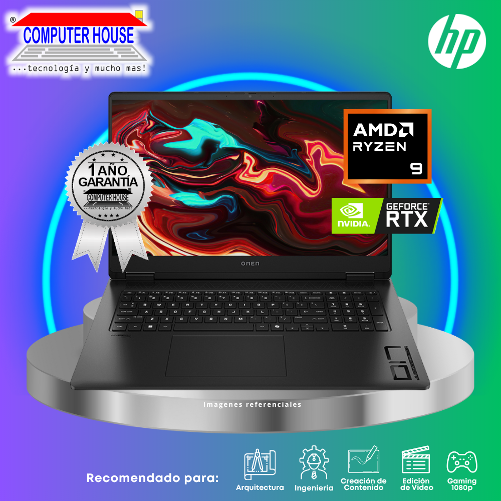 Laptop HP Omen 17, Ryzen AI 9-365, RAM 32GB DDR5, SSD 1TB, Nvidia GeForce RTX5060 8GB, 17.3" FHD 144Hz, FreeDos.