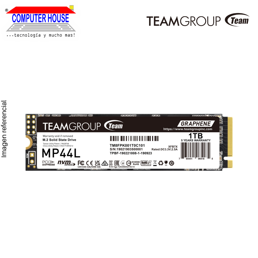 TEAMGROUP MP44L 1TB M.2 PCI-E 4.0 x4 NVMe 1.4 Solid State Drive (Max Read 5,000MB/s, Max Write 4,500MB/s). 