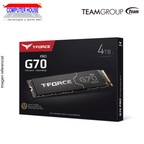 Unidad en estado sólido TEAMGROUP T-FORCE 4TB G70 PRO M.2 PCIe SSD, PCIe Gen4x4 con NVMe (Lectura máxima 7,400MB/s, Escritura máxima 6,600MB/s).