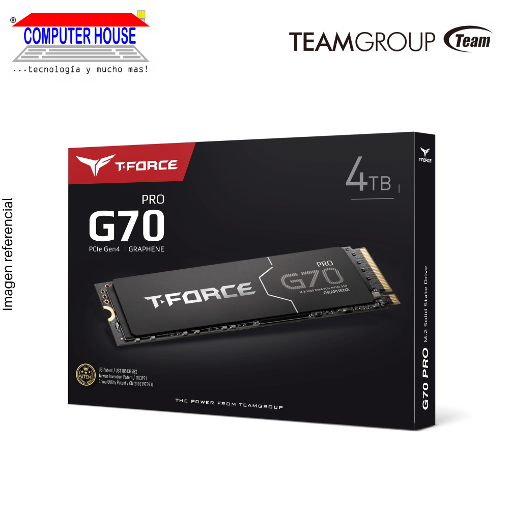 TEAMGROUP T-FORCE 4TB G70 PRO M.2 PCIe SSD, PCIe Gen4x4 with NVMe (Max Read 7,400MB/s, Max Write 6,600MB/s). 