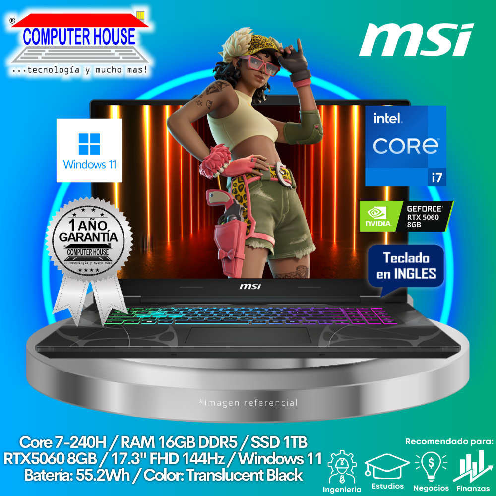 MSI Vector HXA14VHG Laptop, Core i9-14900HX, 32GB DDR5 RAM, 1TB SSD, RTX4080 12GB, 16″ QHD 240Hz, English Keyboard, Windows 11.