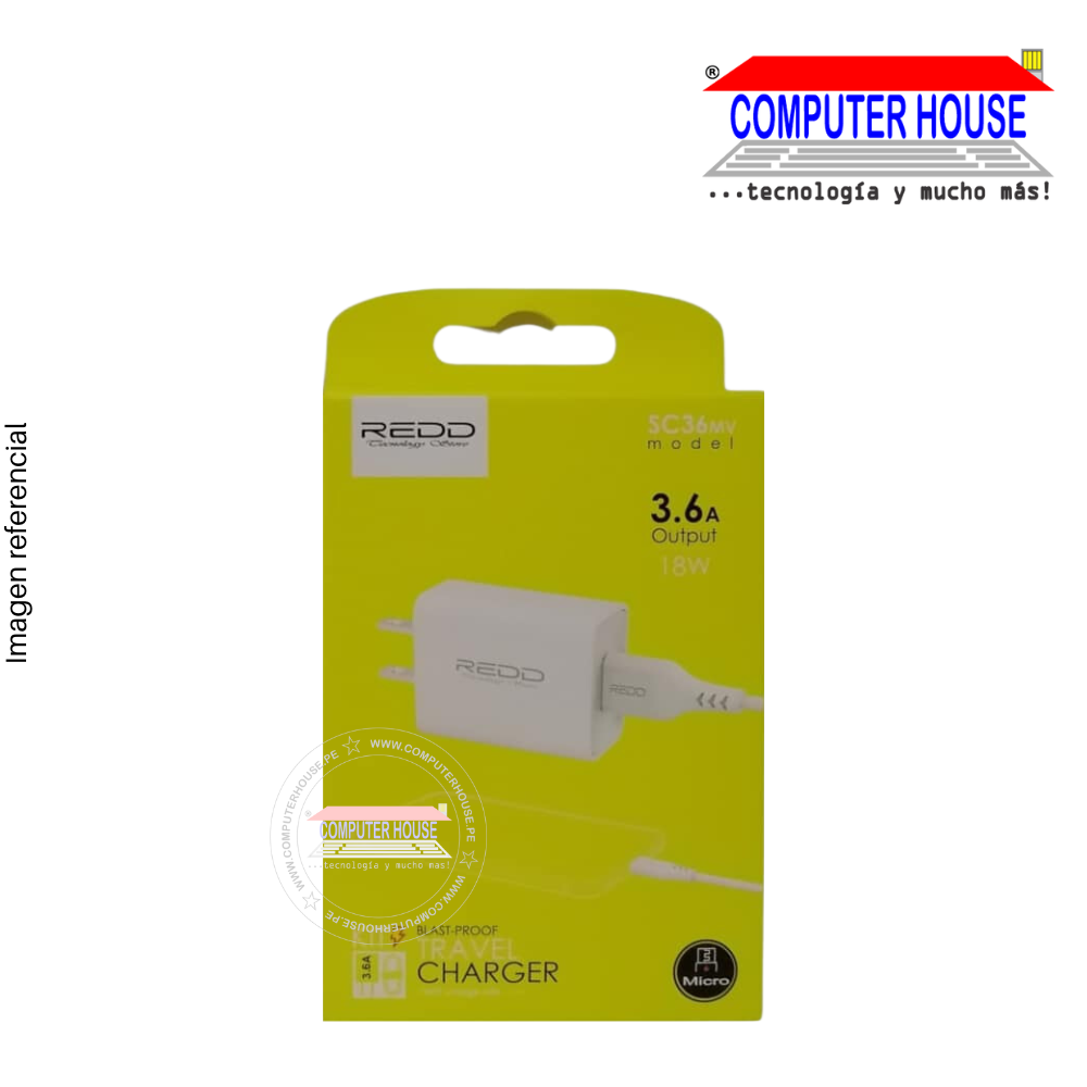 Cell phone charger micro USB connection 3.6A (V8).
