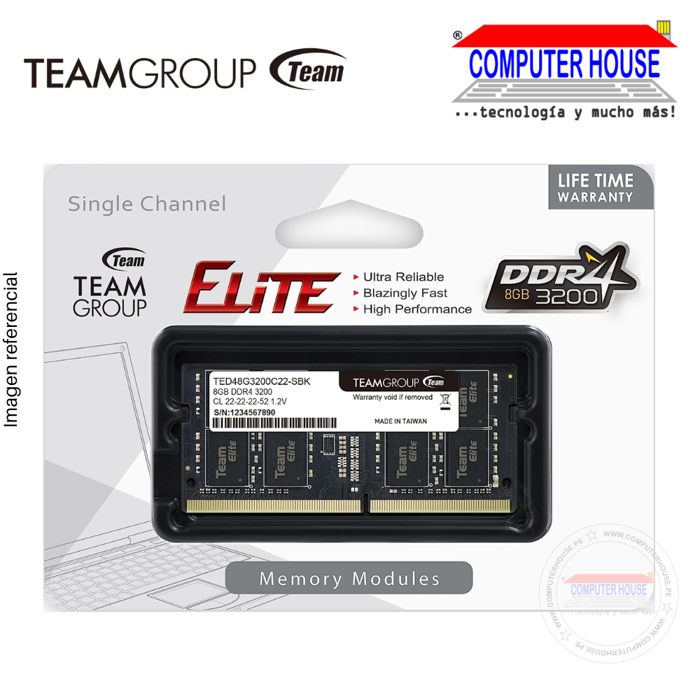 DDR4 SODIMM RAM Memory TeamGroup 8GB, 3200Mhz