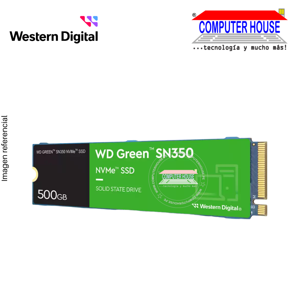 Disco Sólido 500GB WESTERNDIGITAL M.2 NVMe PCIe SN350 (lectura 2400 MB/s, escritura 1500 MB/s, MAXIMO)