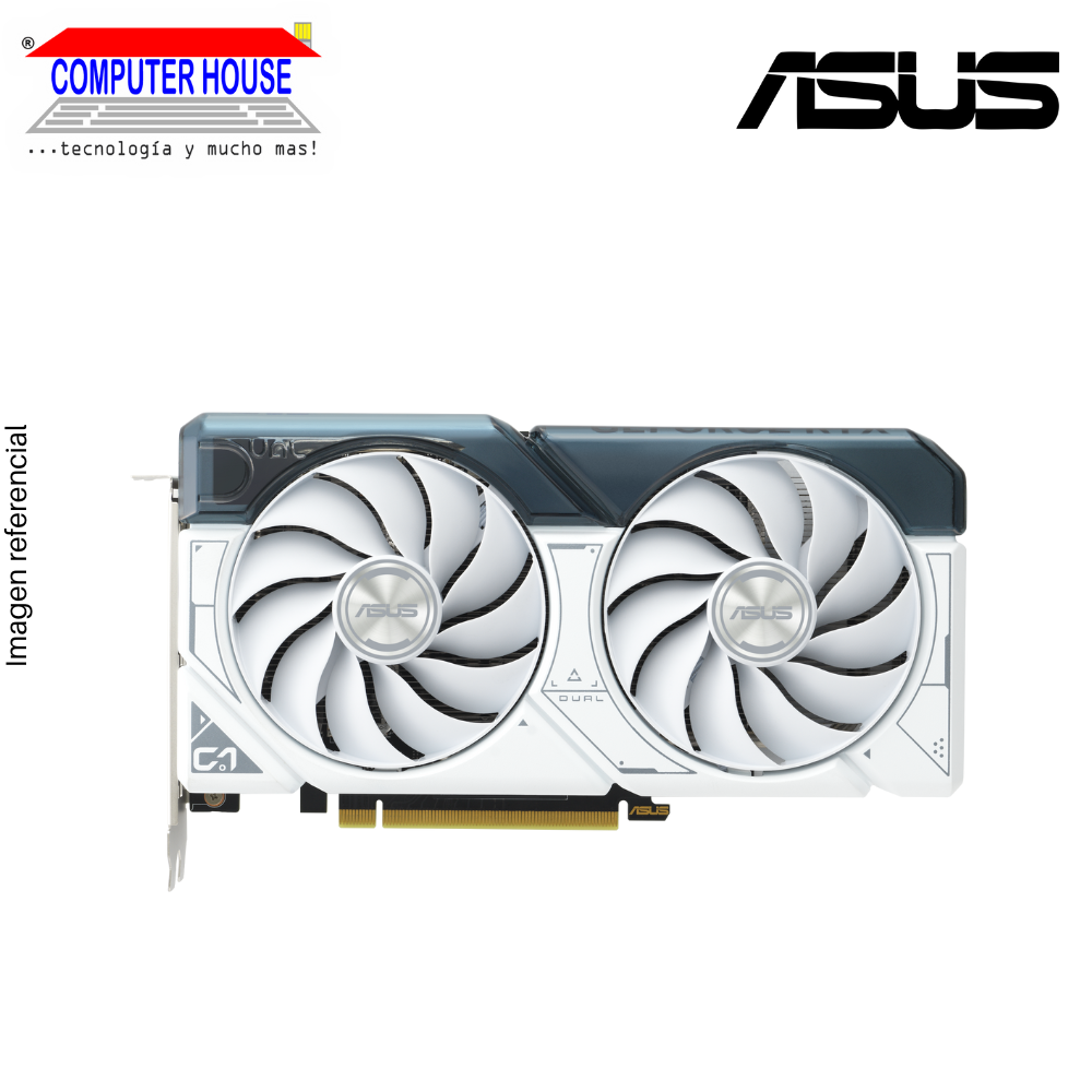 Tarjeta de Video ASUS RTX4060 8GB, GDDR6, OC Edition Dual, Blanco, Nvidia GeForce, 3xDisplayPort/1xHDMI, 128-Bits.