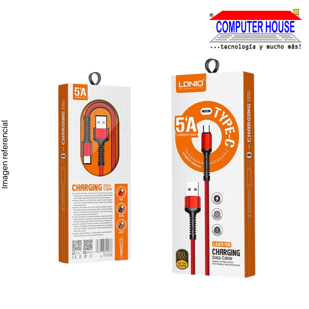 LDNIO Cable | Fast Charging Cable | USB Type-C Cable | Data Charger (LS63C-5A) 