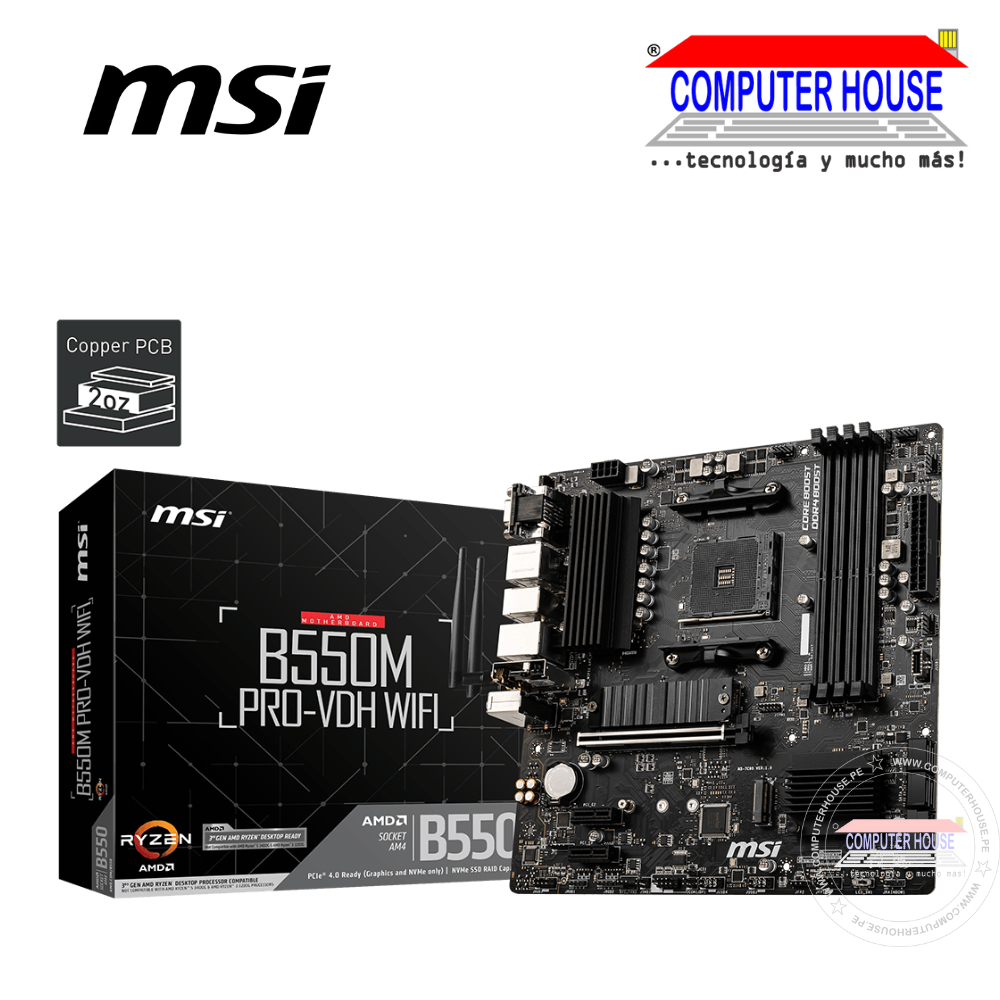 Motherboard MSI B550M PRO-VDH WIFI, Socket AM4, DDR4. 