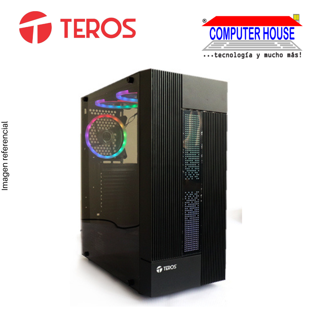 Case Gamer Teros TE-1147N, Mid Tower, ATX, 450W, Negro, USB 3.0 / 2.0, Audio.