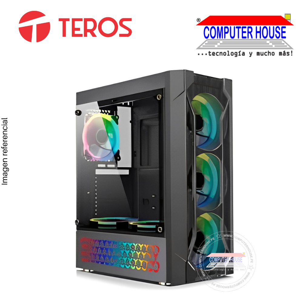 Case Gamer Teros TE-1143N, Mid Tower, ATX, 450W, Negro, USB 3.0 / 2.0, Audio.
