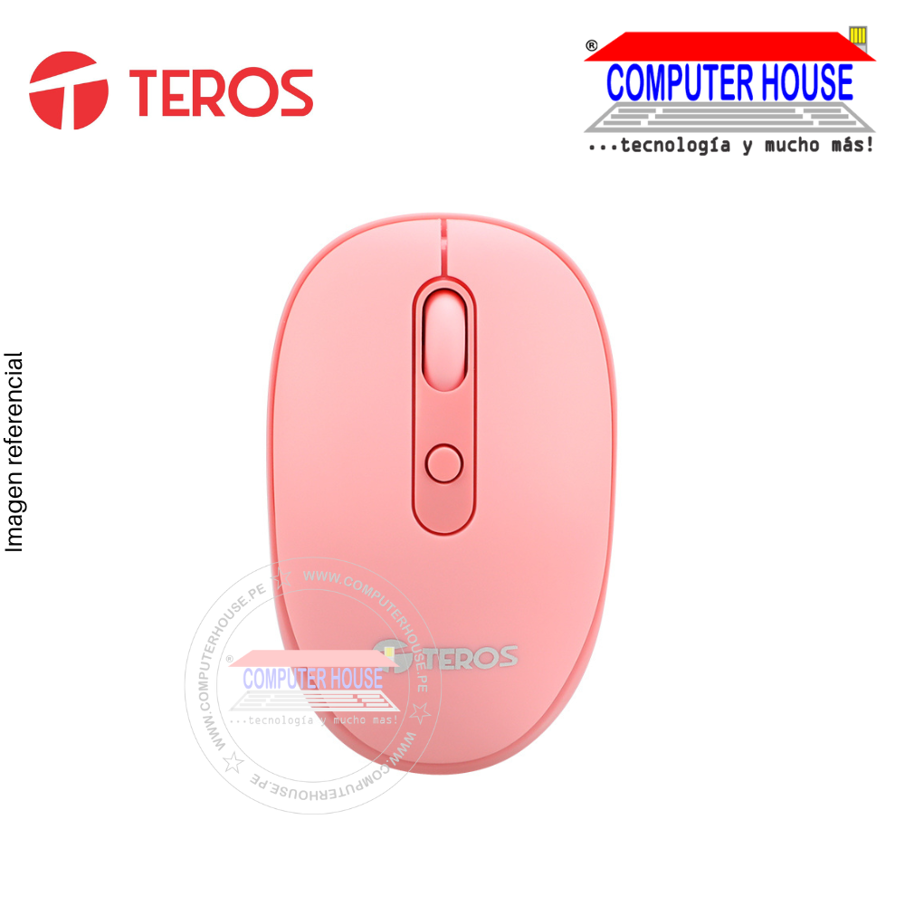 TEROS Mouse inalámbrico TE5075 Rosado 1600 dpi conexión USB.