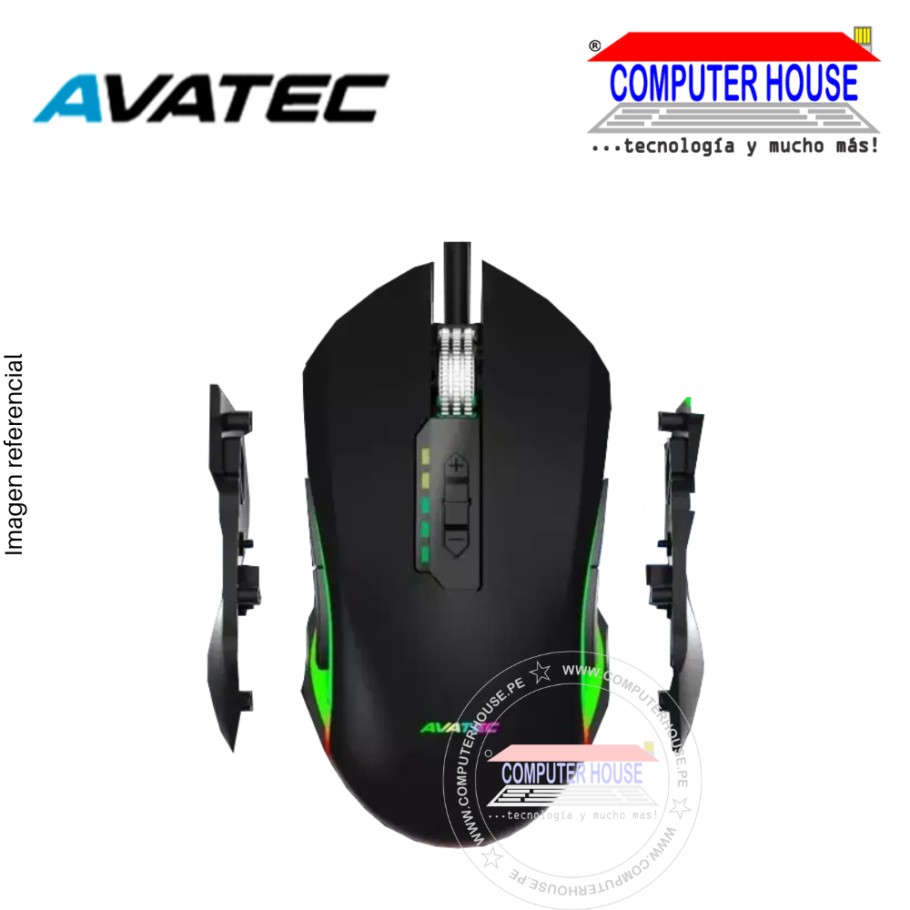 Mouse Alambrico AVATEC CMS-8411B, RGB Montable