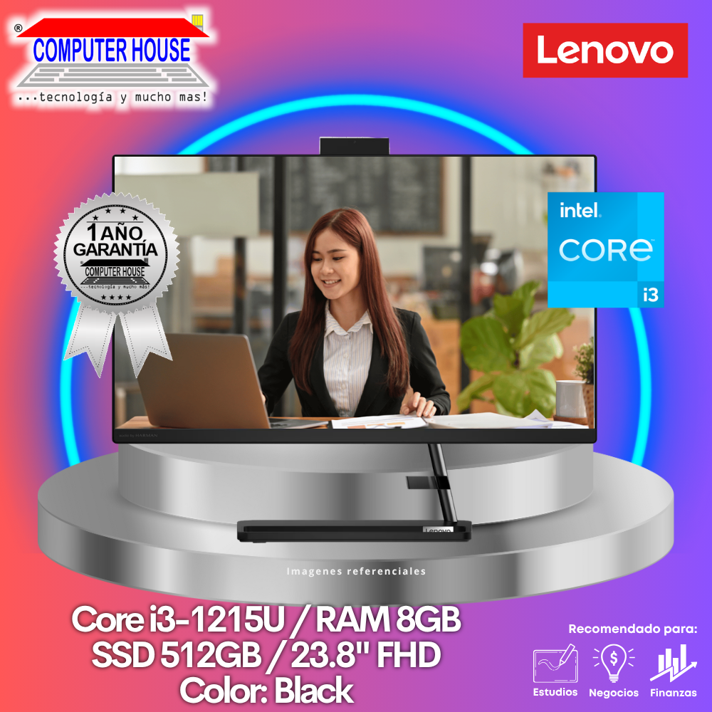 All in One LENOVO IdeaCentre 3, Core i3-1215U, RAM 8GB, SSD 512GB, 23.8" FHD, FreeDos.