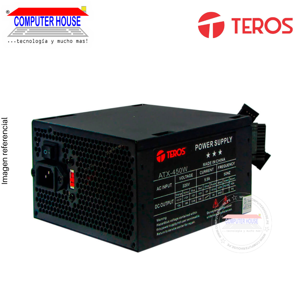 Fuente de poder Teros ATX-230W (600W. comercial) elemental, OEM