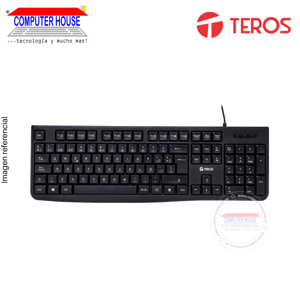 Teclado Alámbrico TEROS TE-4067S, Negro, Conexión USB-A.