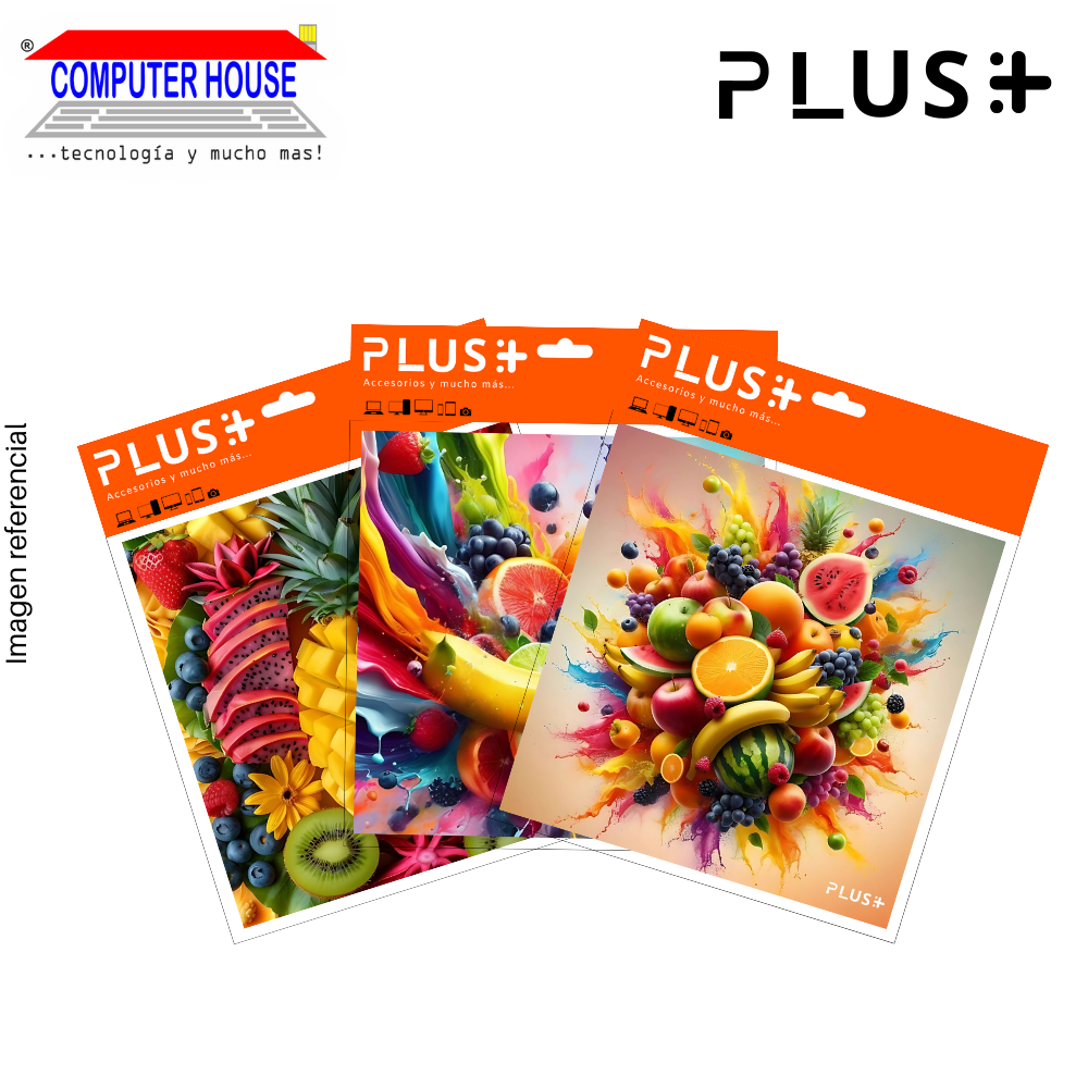 PadMouse Premium PLUS, Colección Frutas, Antideslizante, Superficie de tela, 20x20x0.5cm, 24 Diseños exclusivos.