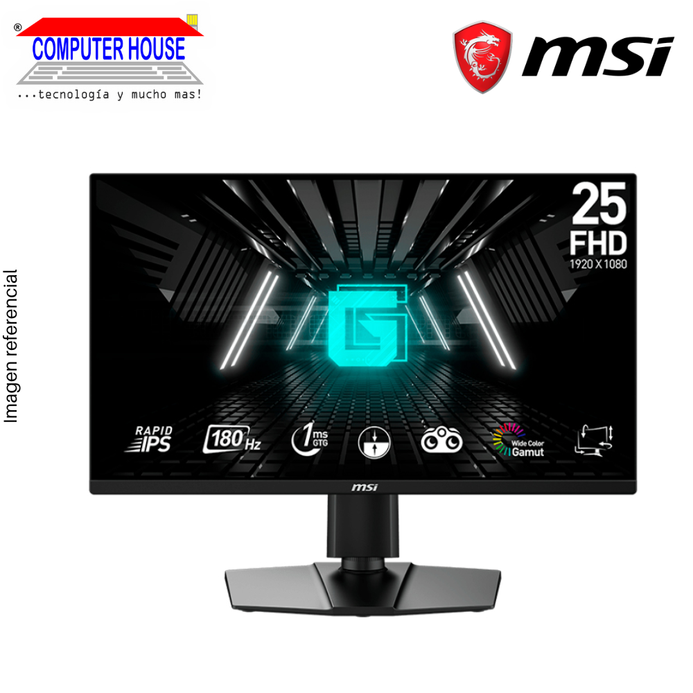 MSI 24.5" G255PF E2 FHD Gamer Monitor, Rapid IPS, 180Hz, 2xHDMI, 1xDisplayPort, 1xHeadphone-out, Flat.